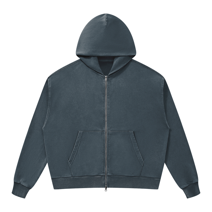 men hoddies Unisex Mineral Wash Boxy Full Zip Hoodie