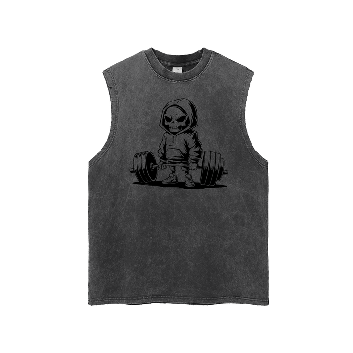 men gym wear Washed Frayed Hem Tank Top