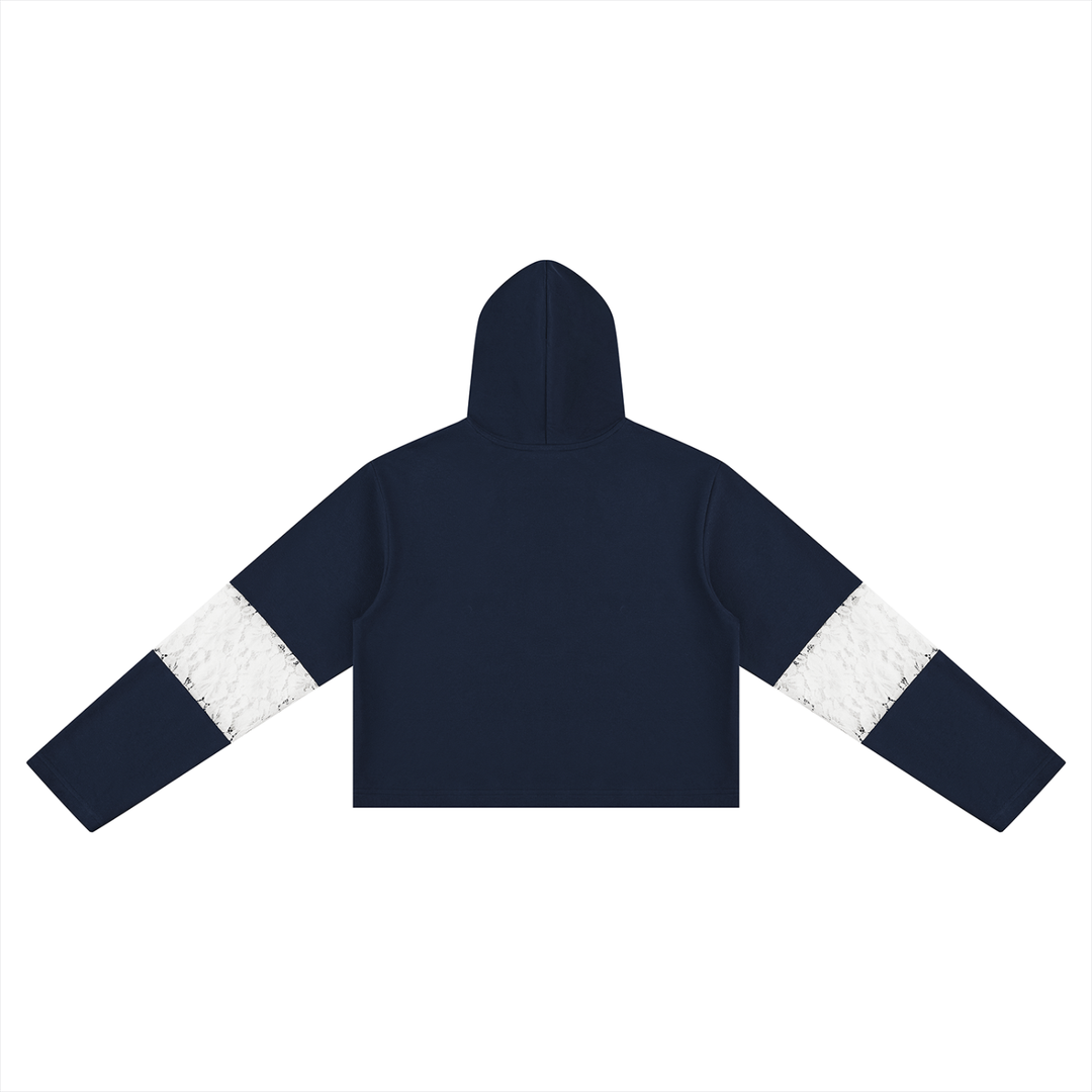 Women’s HODDIES Cropped Lace-Panel Hoodie