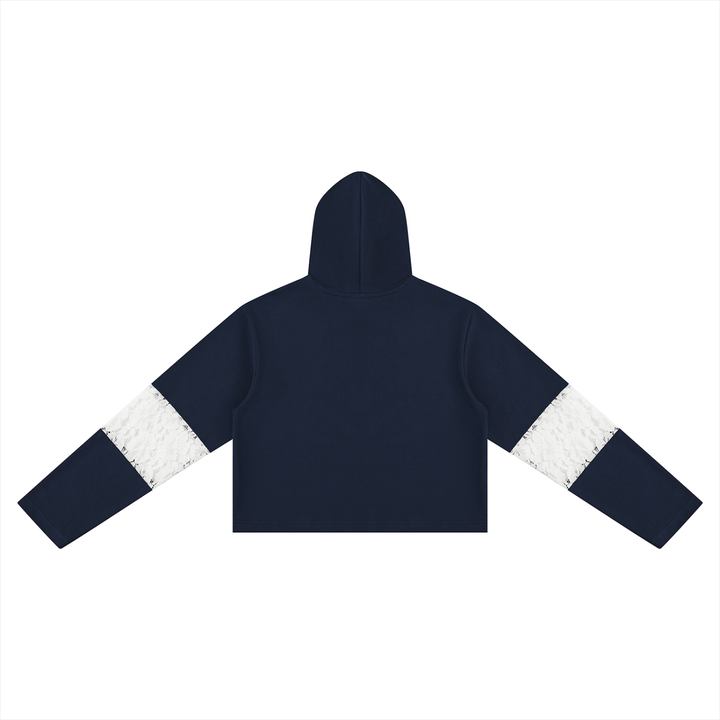 Women’s HODDIES Cropped Lace-Panel Hoodie