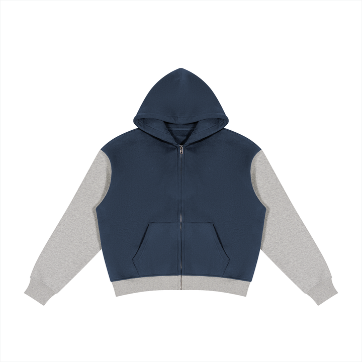 men brand Color Block Fleece Full Zip Hoodie