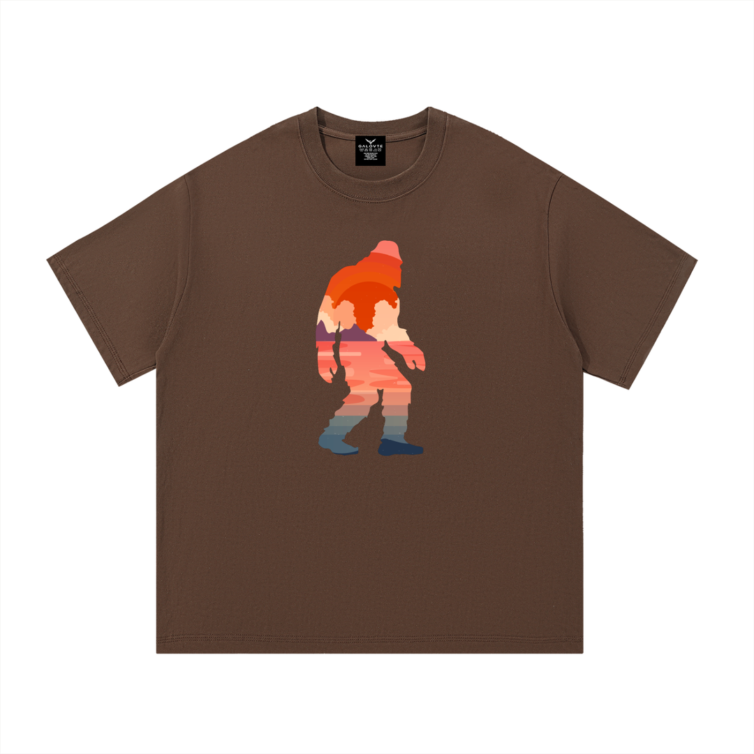 hiking lover Bigfoot Sunset Double Exposure Cotton Tee