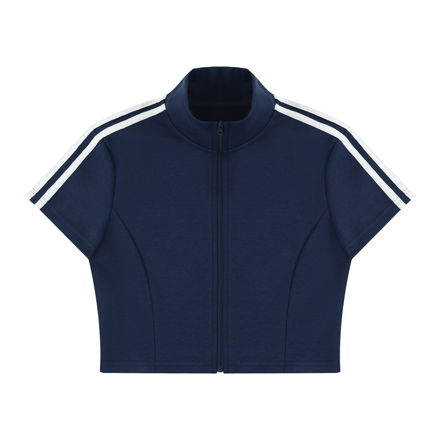 Women brand  Cropped Full Zip Short Sleeve T-Shirt