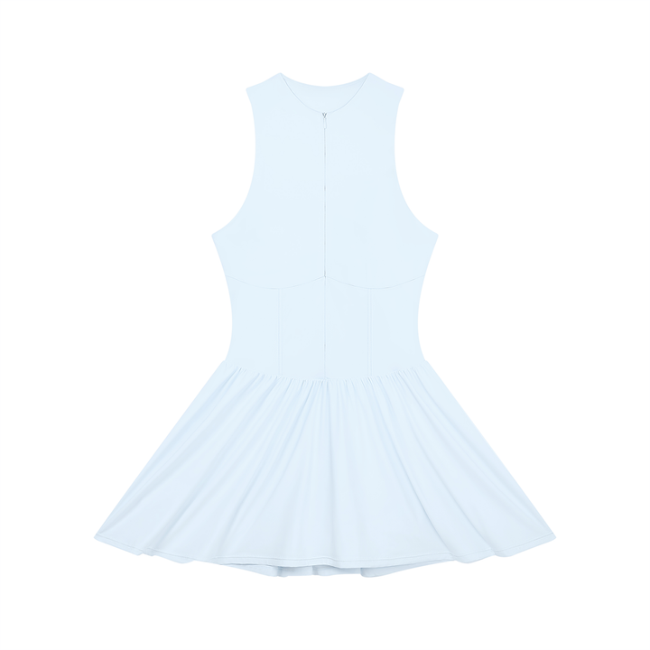 Women’s one piece Ruched Sleeveless Full-Zip Dress