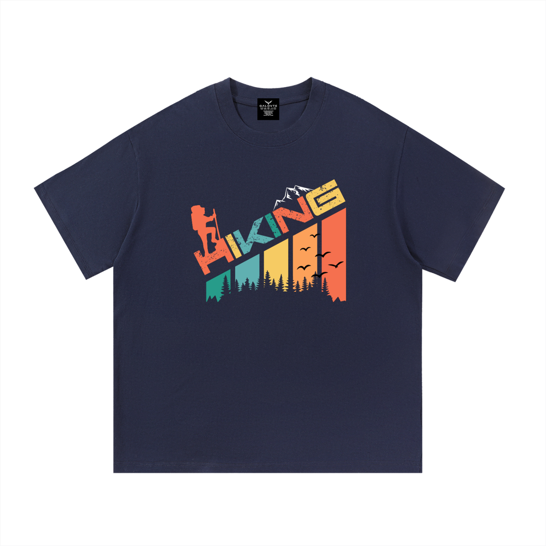 Hiking Retro Colour-Block Typography Tee