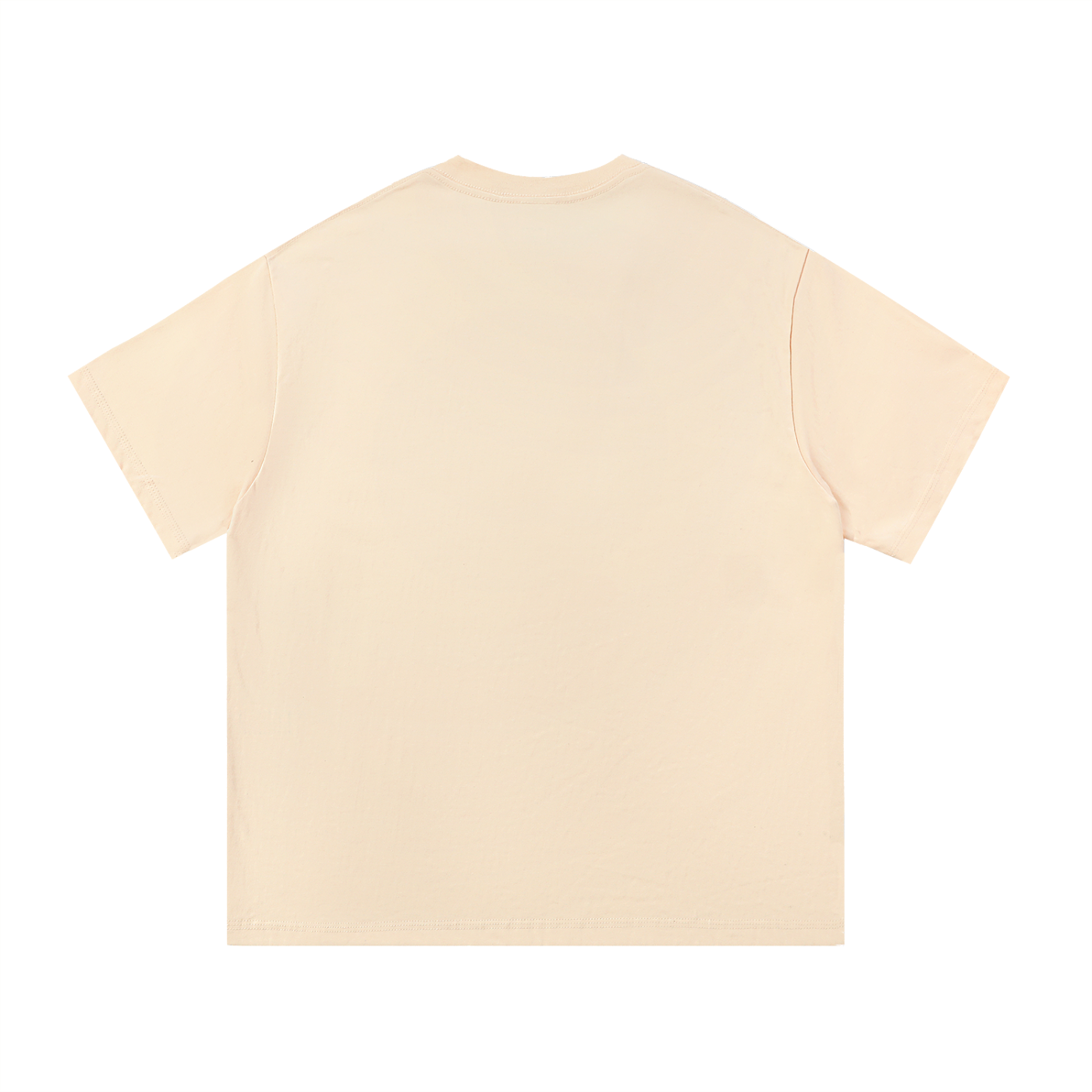 Bigfoot Sunset Double Exposure Cotton Tee in Apricot, back view.