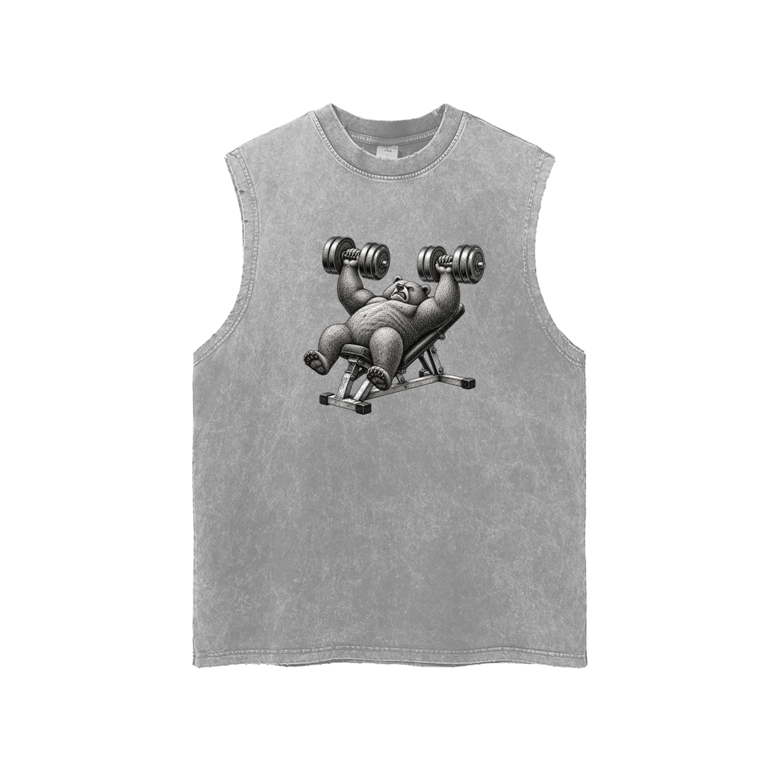 MEN GYM Snow Washed Frayed Hem Tank Top