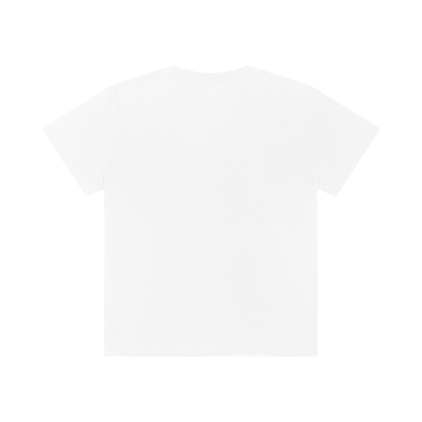 Wildflower Line Art Kids' Cotton Tee in White, back view.