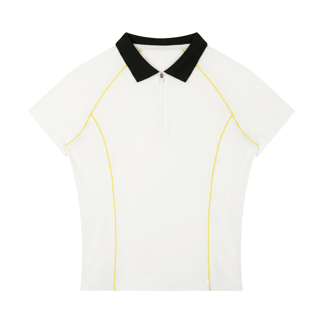 Women’s gym wear Slim Fit Quarter-Zip Polo Shirt