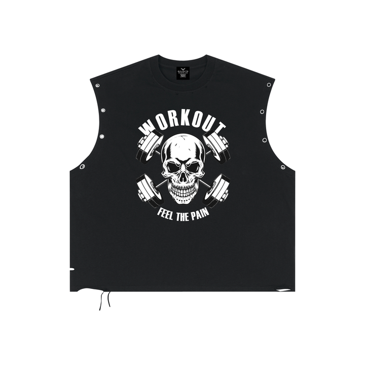 men gym wear Distressed Grommet Eyelet Tank Top