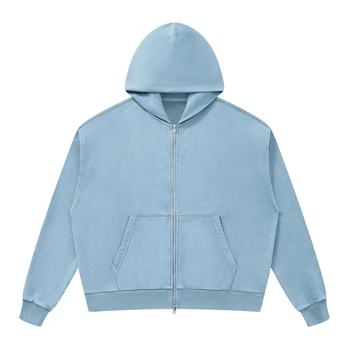 men hoddies Unisex Mineral Wash Boxy Full Zip Hoodie