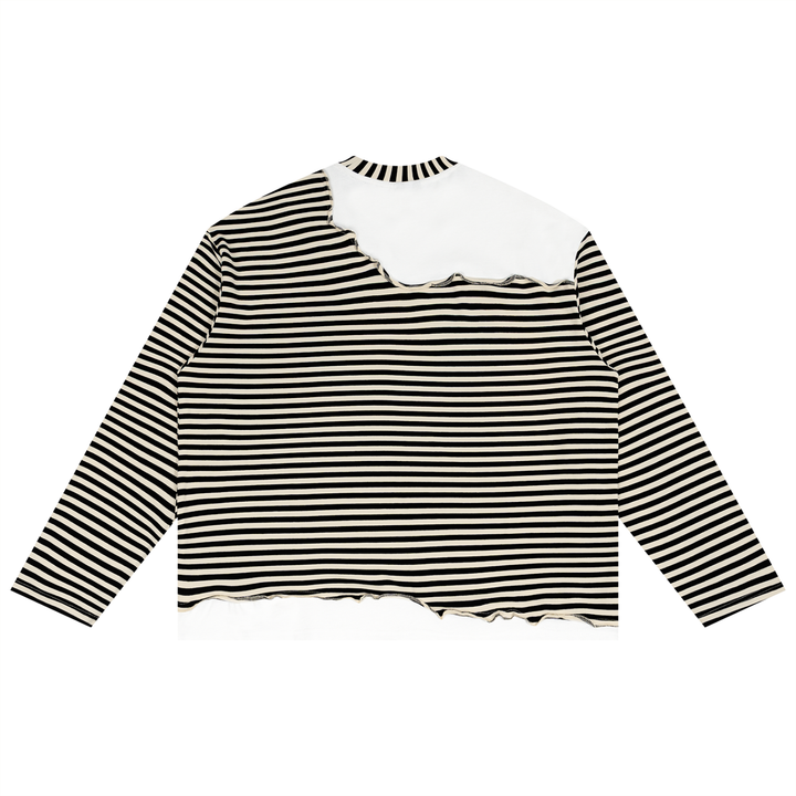 men t shirt Striped Panel Boxy Long Sleeve T-Shirt