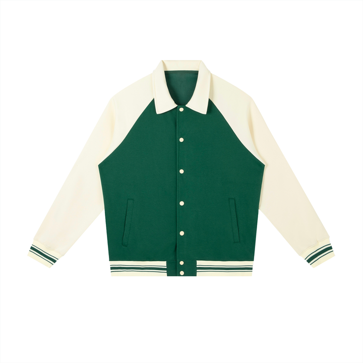 WOMEN COAT AND JACKET Contrast Raglan Sleeve Baseball Jacket