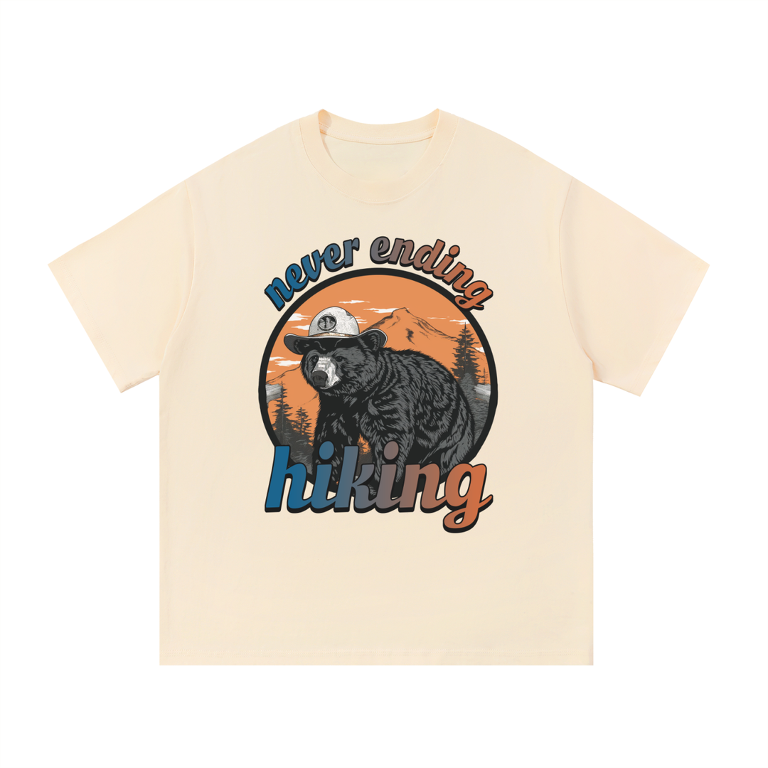 hiking lover Never Ending Hiking Retro Bear Cotton Tee