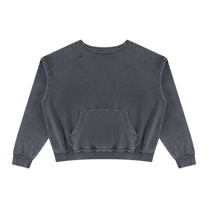 WOMEN HODDIES Raw Edge Crewneck Sweatshirt