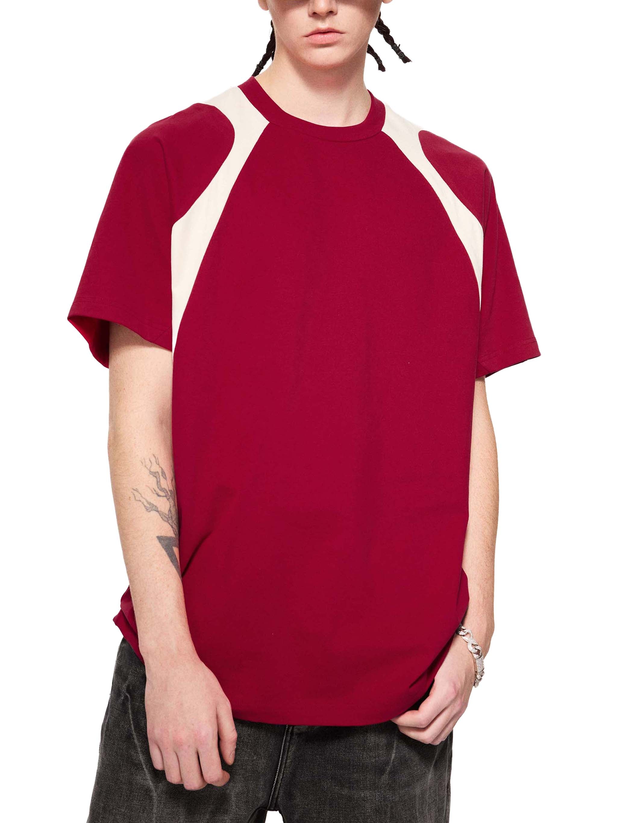 men brand t shirtContrast Panel Cotton T-Shirt