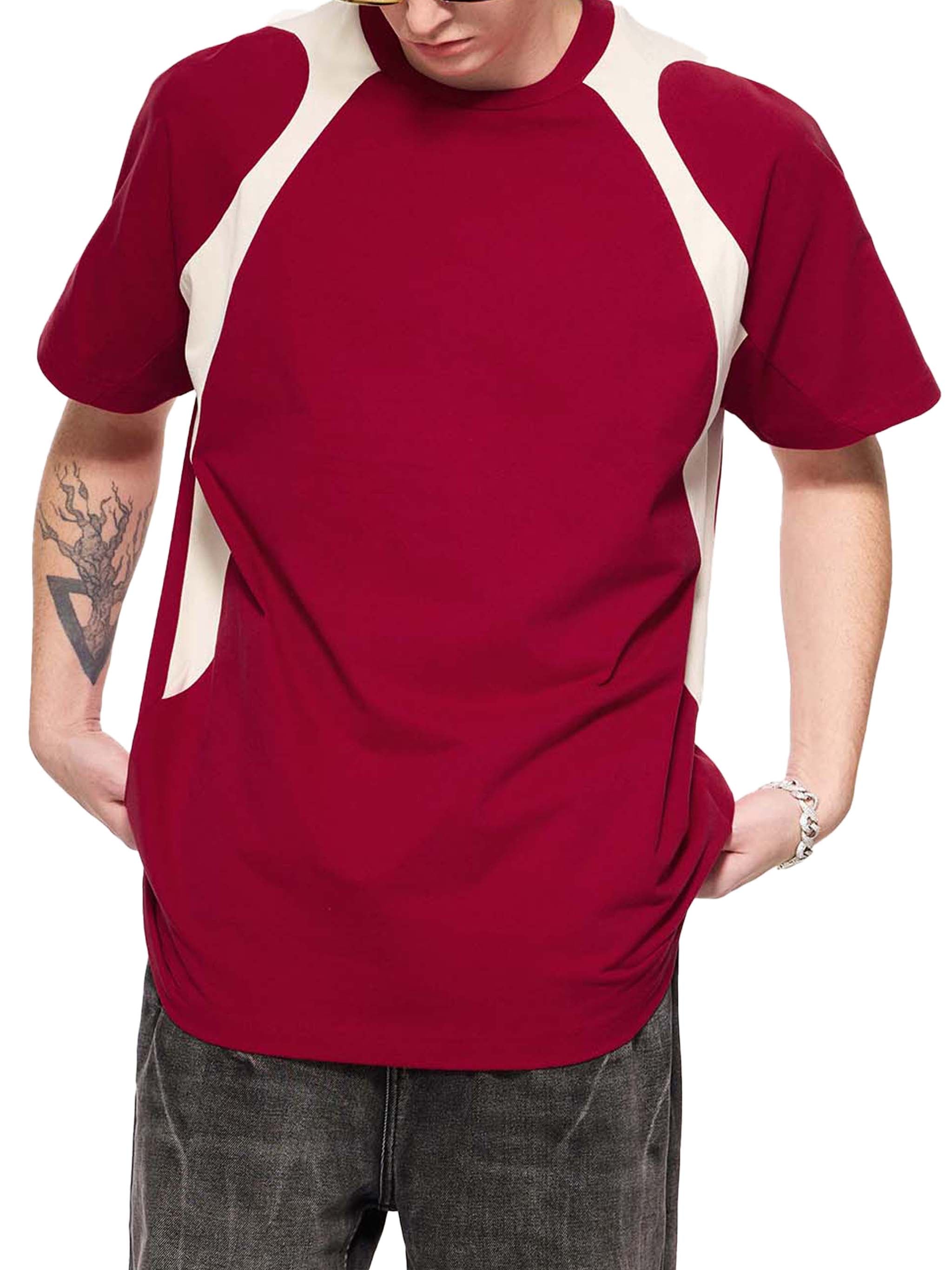 men brand t shirtContrast Panel Cotton T-Shirt
