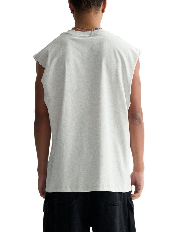 MEN GYM WEAR Raw Edge Cotton Tank Top