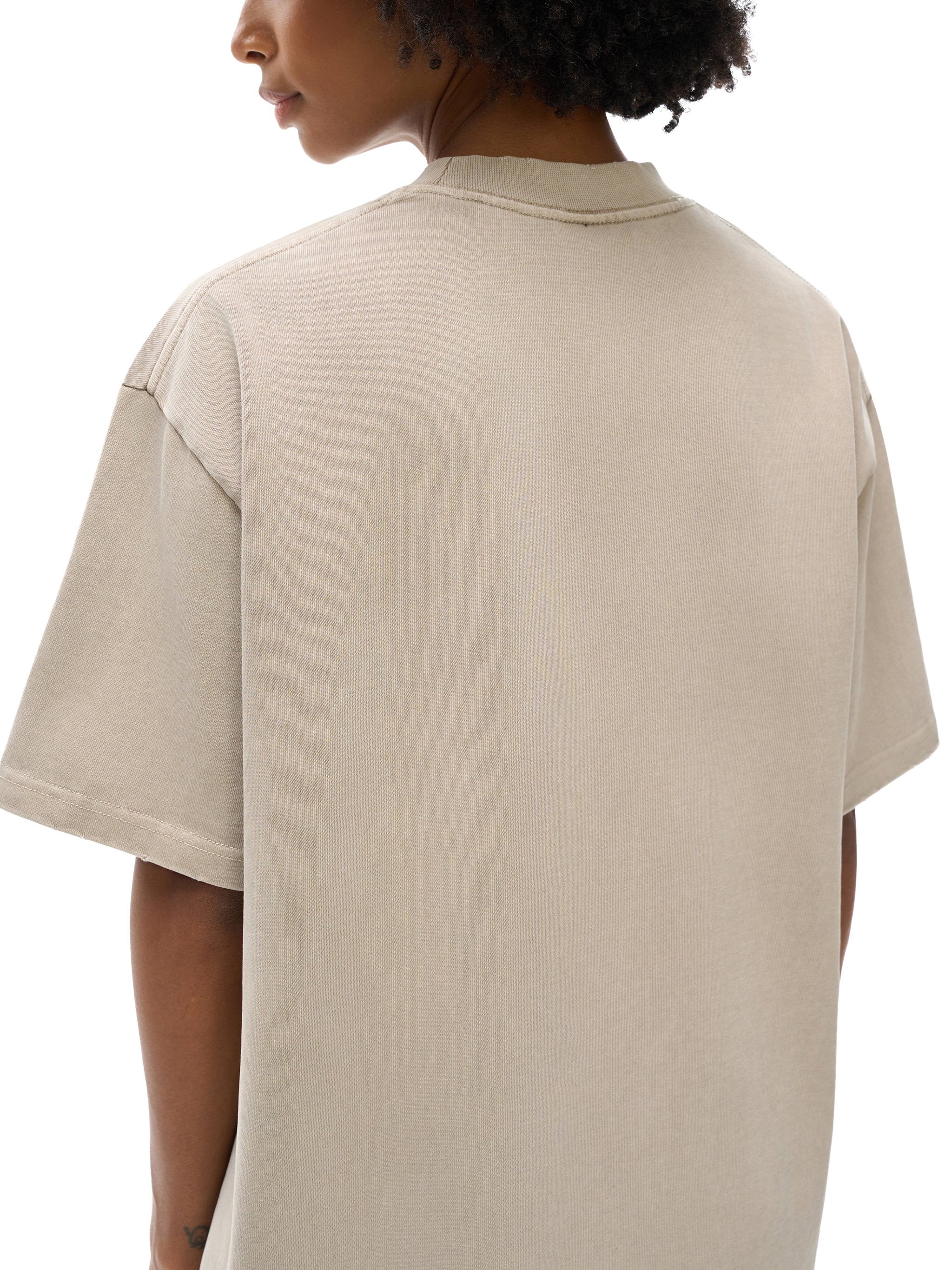 men Heavyweight Vintage Washed Frayed T-Shirt
