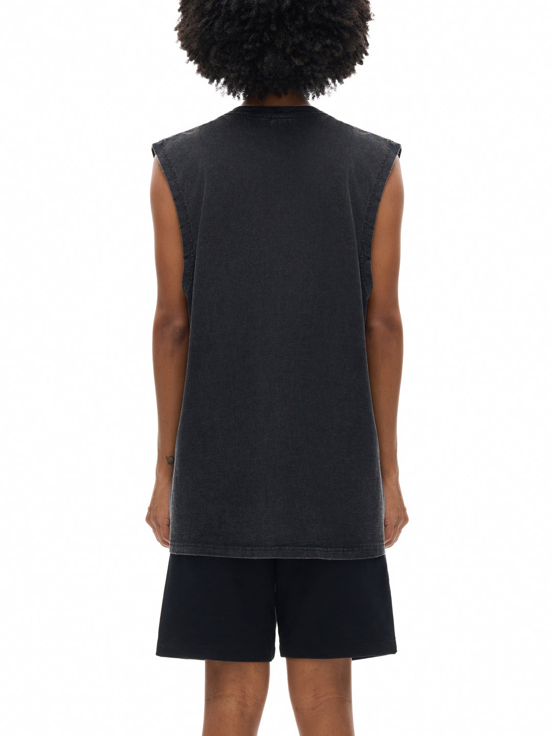 MEN GYM Snow Washed Frayed Hem Tank Top