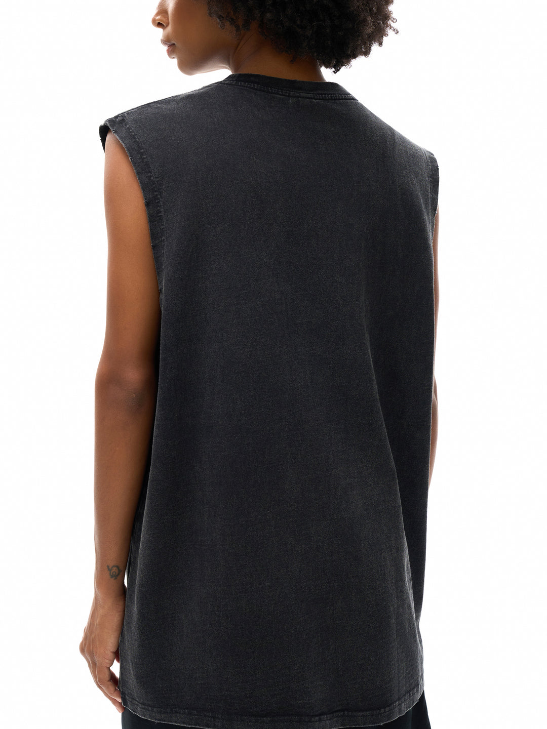 MEN GYM Snow Washed Frayed Hem Tank Top