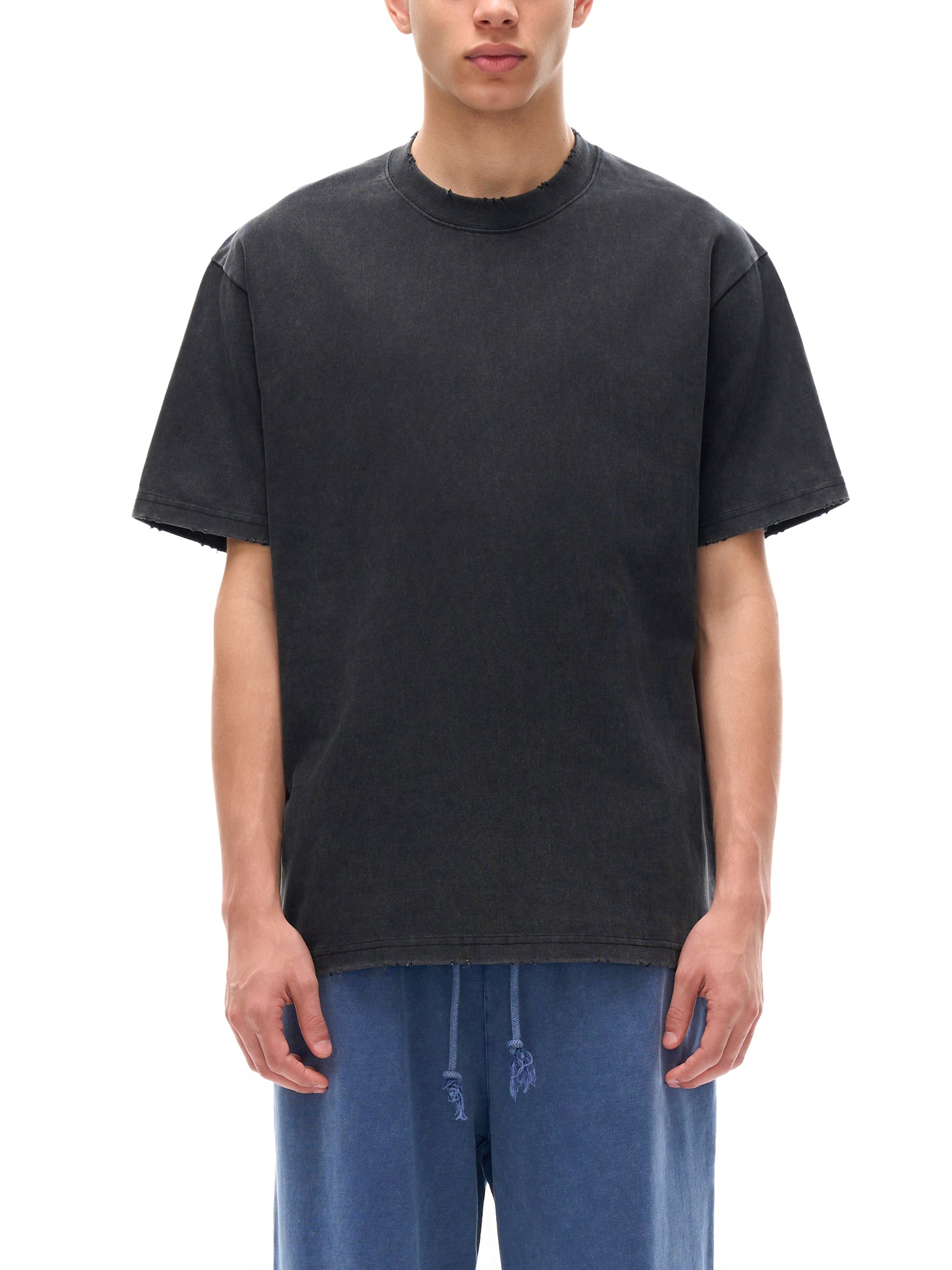 men Heavyweight Vintage Washed Frayed T-Shirt