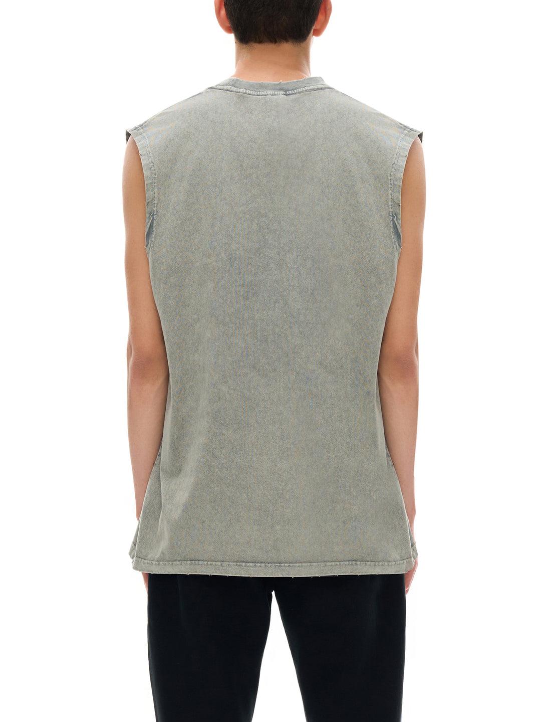 MEN GYM Snow Washed Frayed Hem Tank Top
