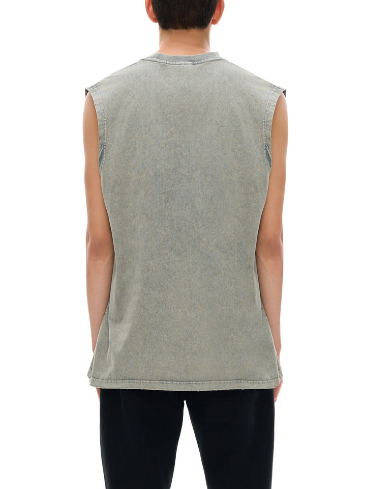 MEN GYM Snow Washed Frayed Hem Tank Top
