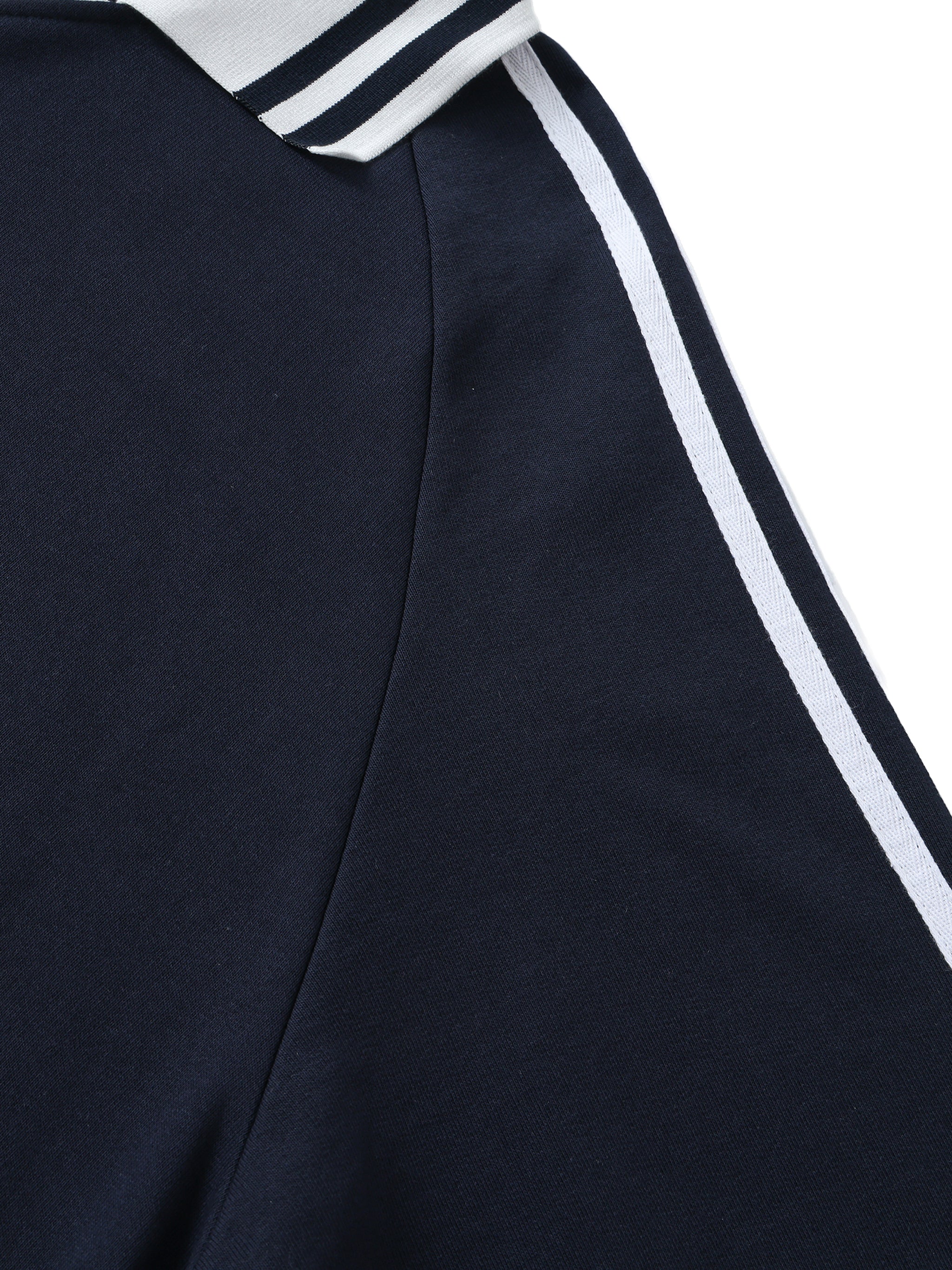 men brand Contrast Striped Lapel Collar Sweatshirt