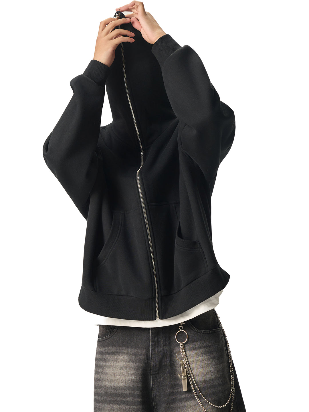 MEN  HODDIES Fleeced Full-Zip Boxy Hoodie