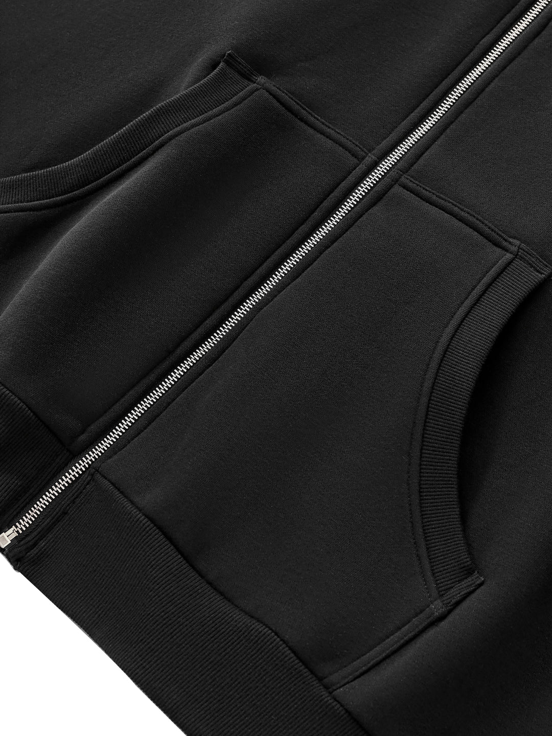 MEN  HODDIES Fleeced Full-Zip Boxy Hoodie