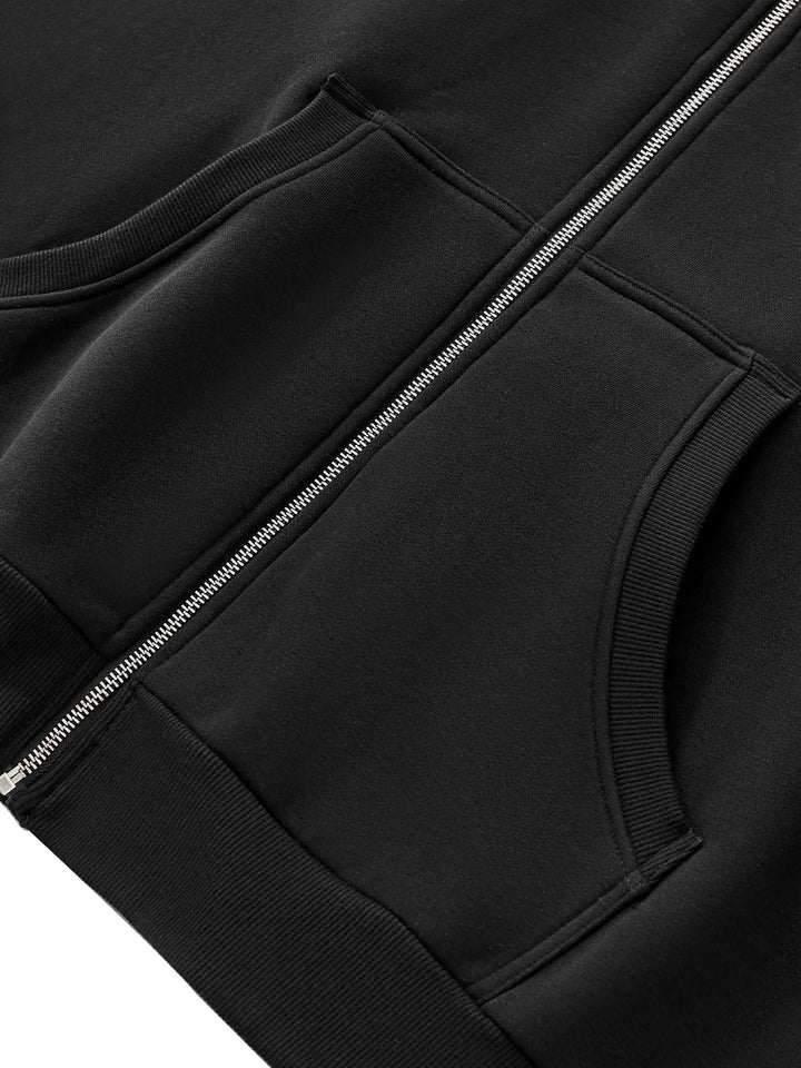 MEN  HODDIES Fleeced Full-Zip Boxy Hoodie