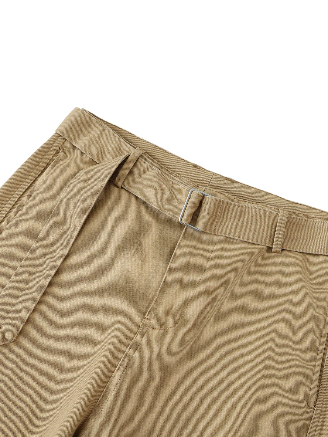 WOMEN PENT Belted Barrel-leg Chino Pants