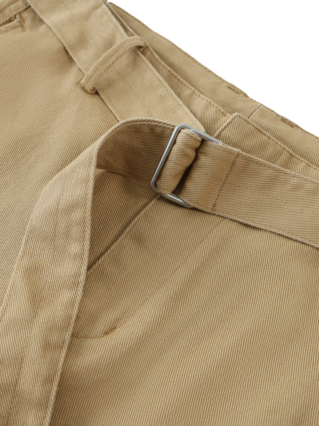 WOMEN PENT Belted Barrel-leg Chino Pants