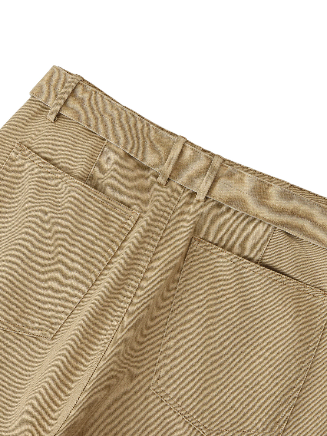 WOMEN PENT Belted Barrel-leg Chino Pants