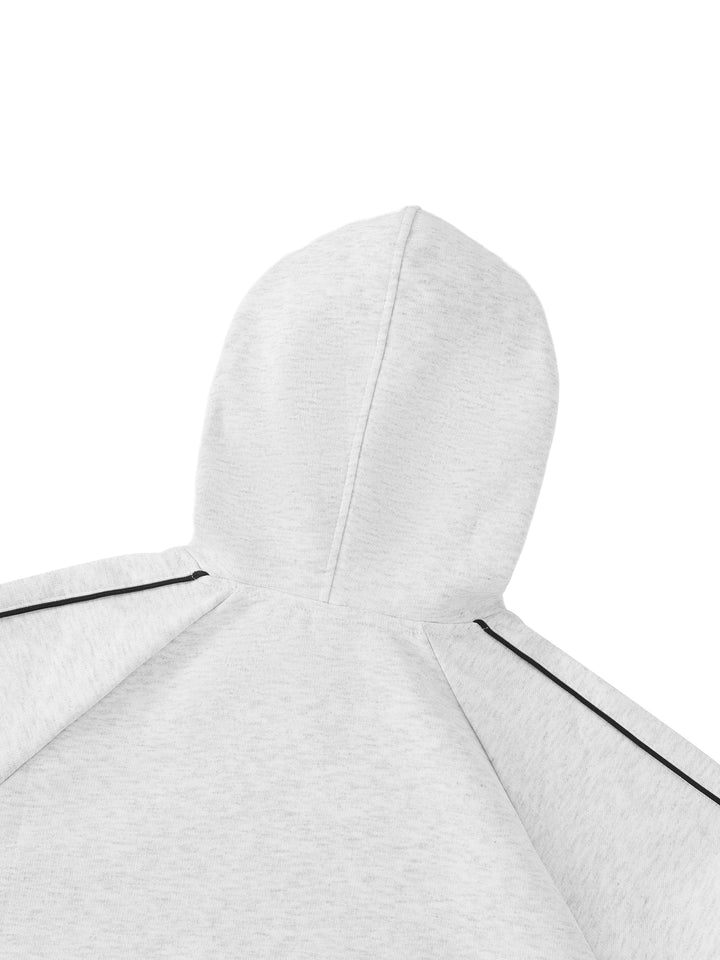 Wing Logo Contrast Piping Raglan Hoodie — Grey