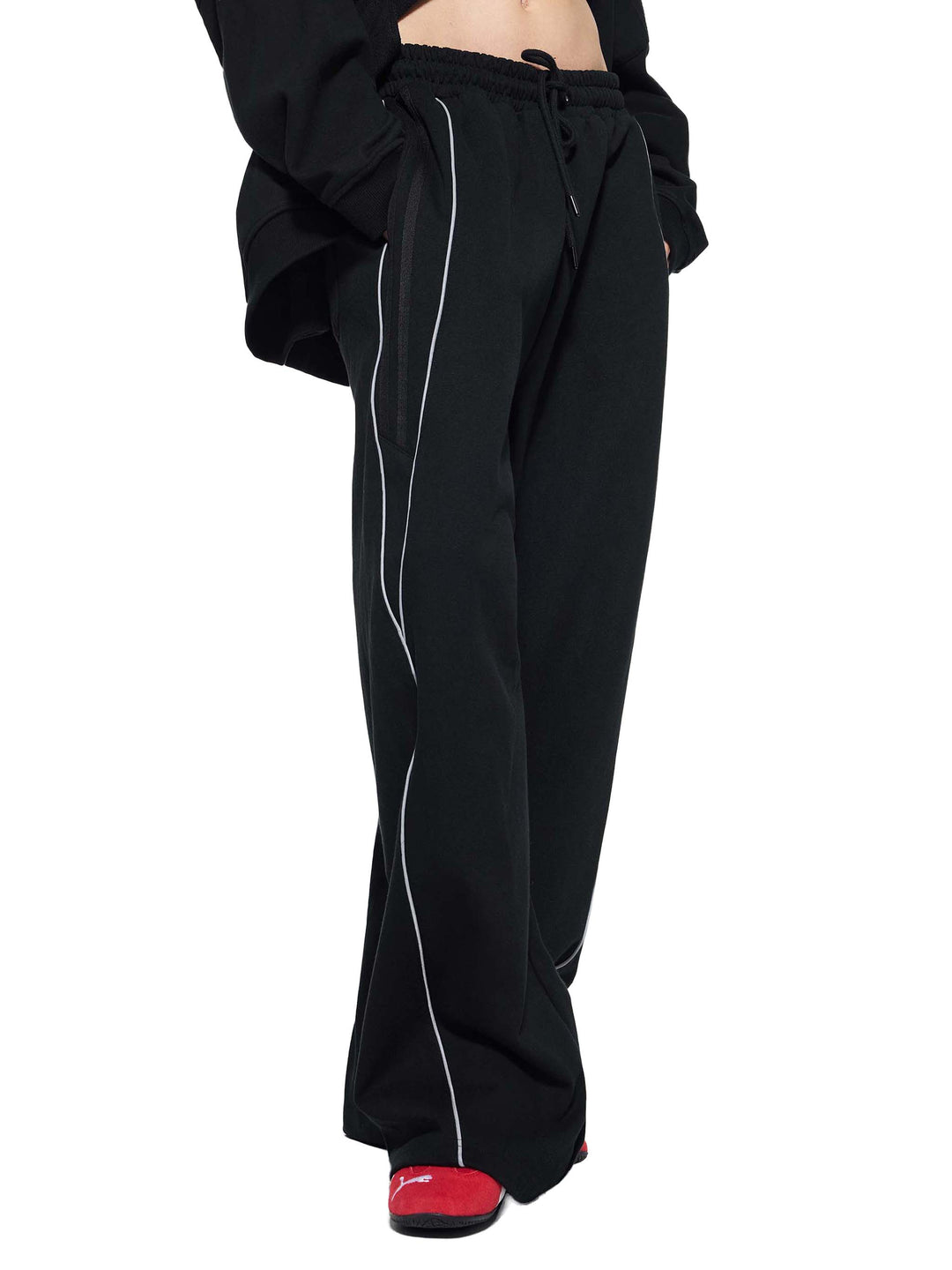 WOMEN PENT Reflection Striped Straight-Leg Sweatpants