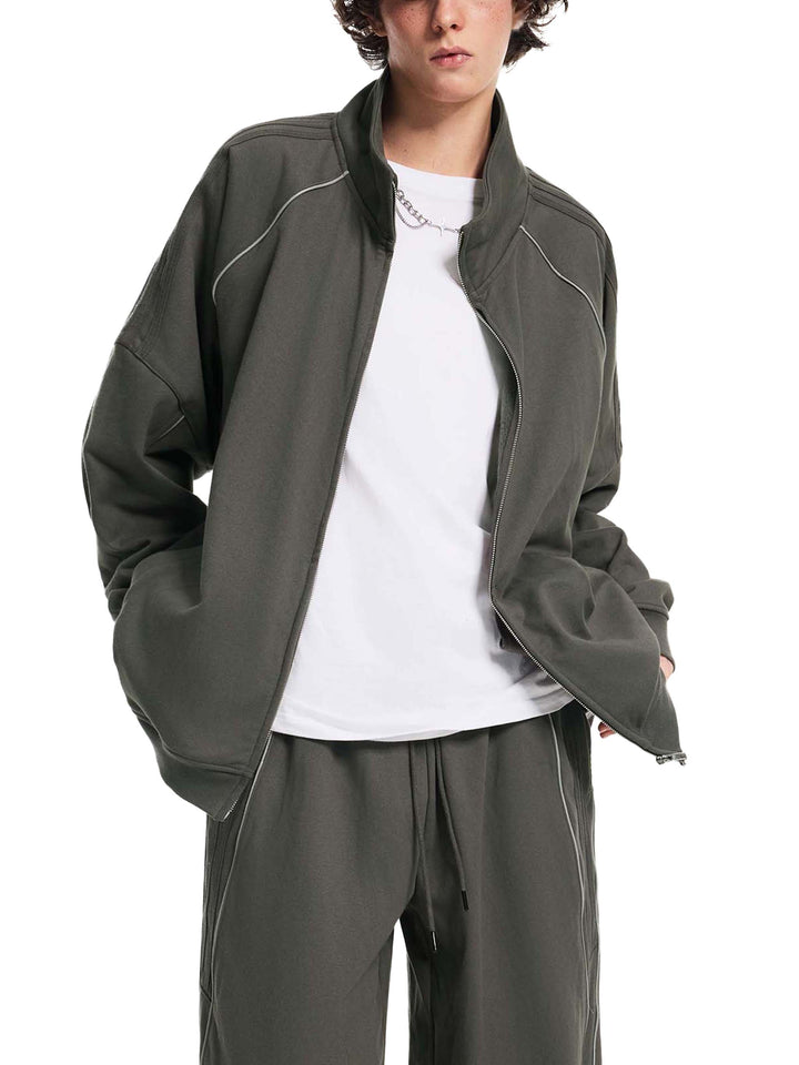 MEN COAT AND JACKET Reflection Striped Raglan Sleeve  Jacket