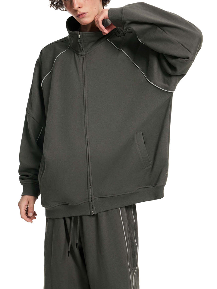 MEN COAT AND JACKET Reflection Striped Raglan Sleeve  Jacket