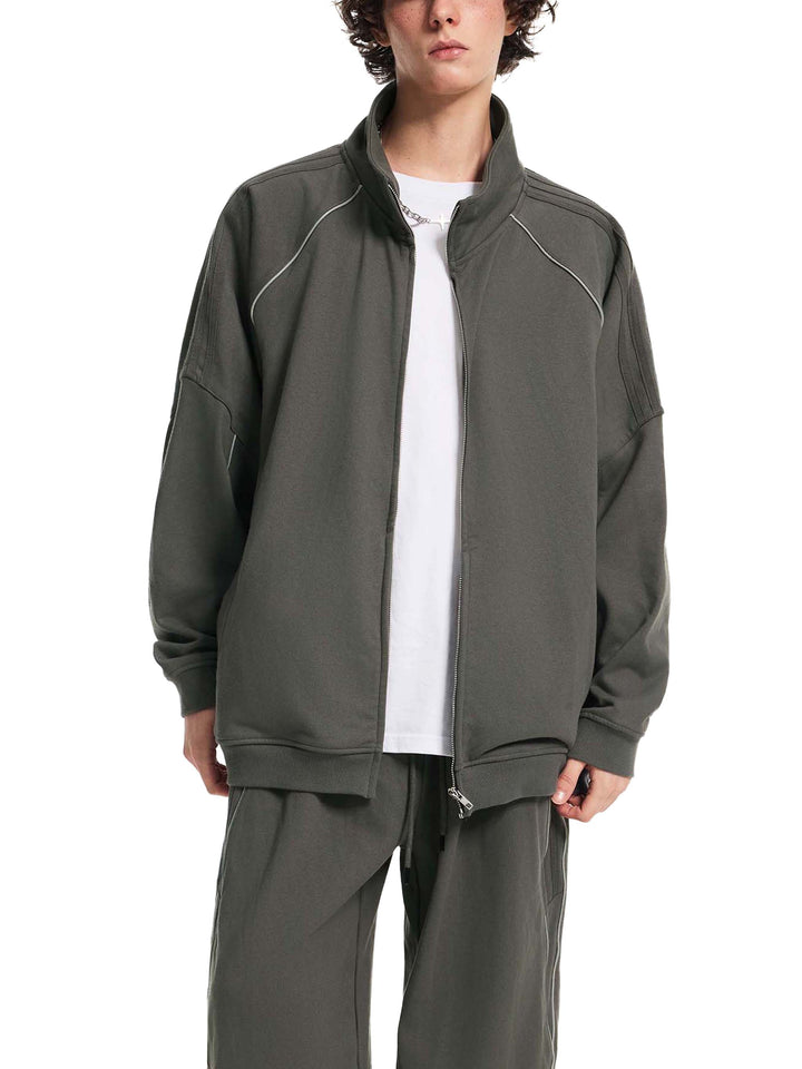 MEN COAT AND JACKET Reflection Striped Raglan Sleeve  Jacket