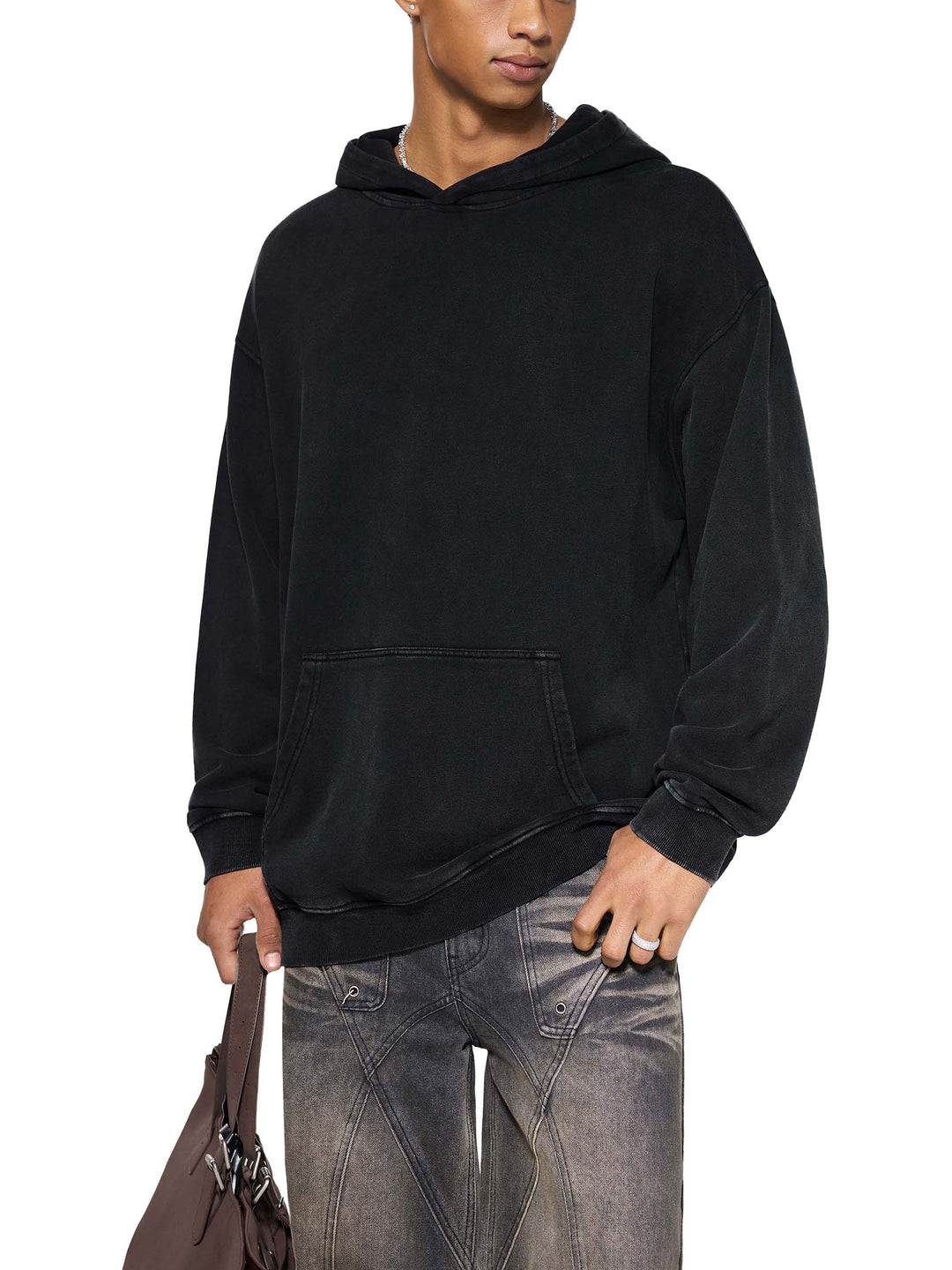 MEN HODDIES Snow Washed Loose Cotton Hoodie