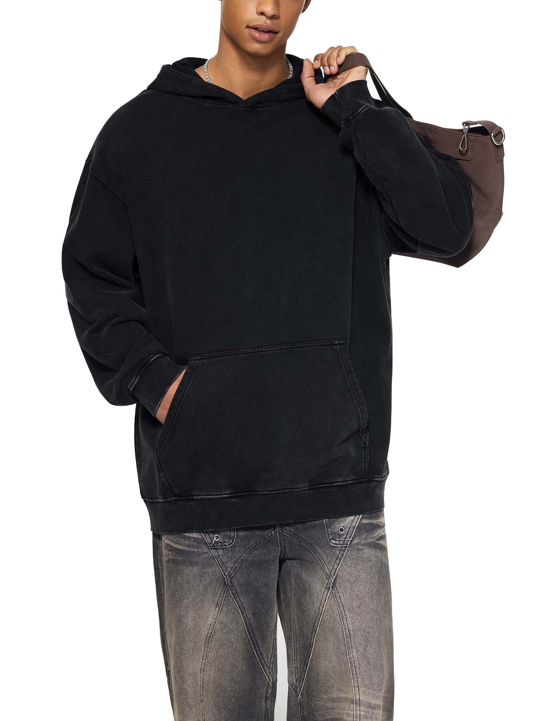 MEN HODDIES Snow Washed Loose Cotton Hoodie