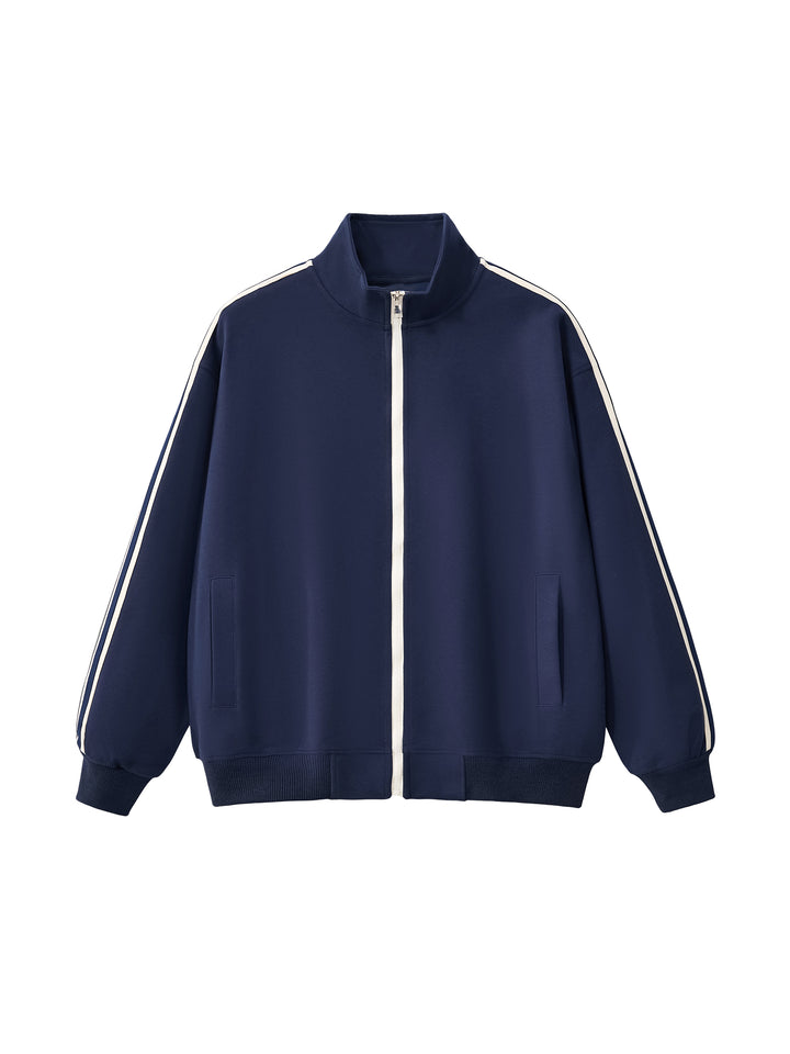 MEN COAT AND JACKET Contrast Side-Stripe Stand Collar  Jacket