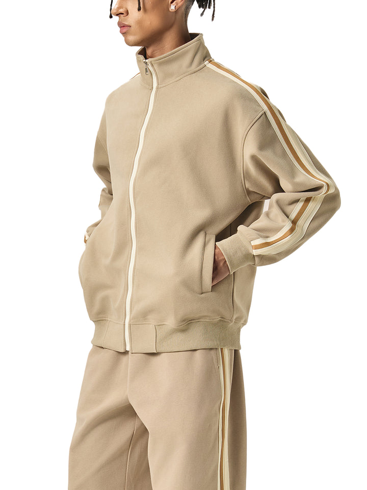 MEN COAT AND JACKET Contrast Side-Stripe Stand Collar  Jacket