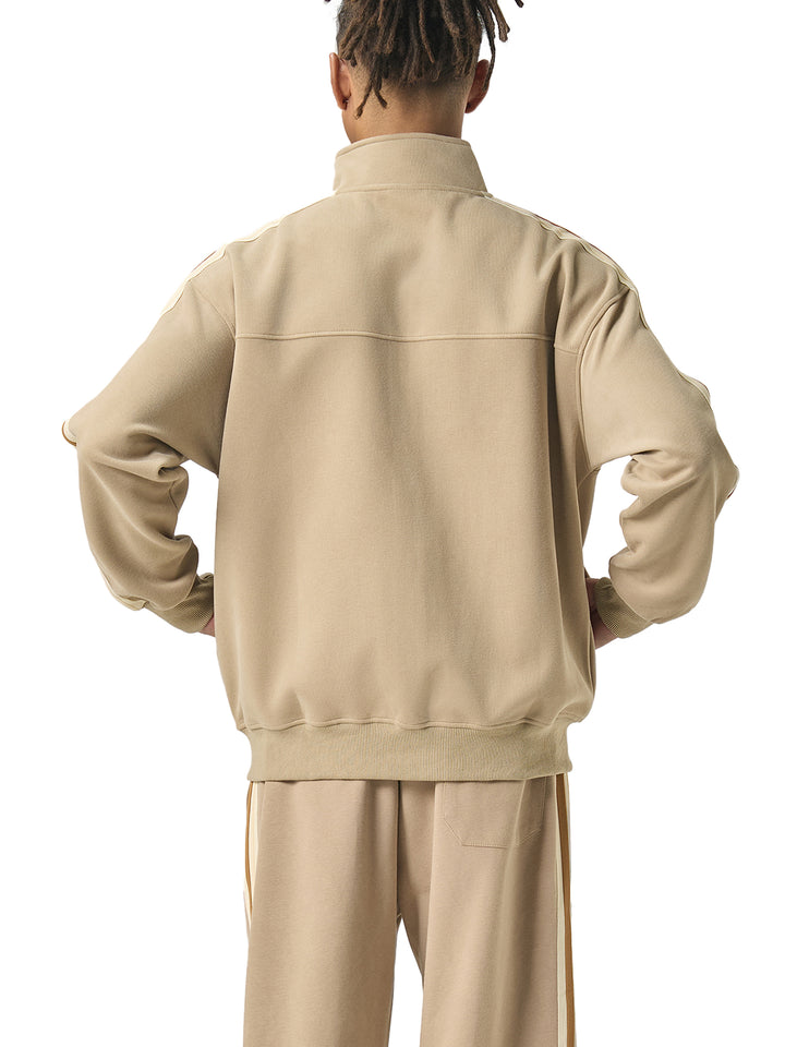 MEN COAT AND JACKET Contrast Side-Stripe Stand Collar  Jacket