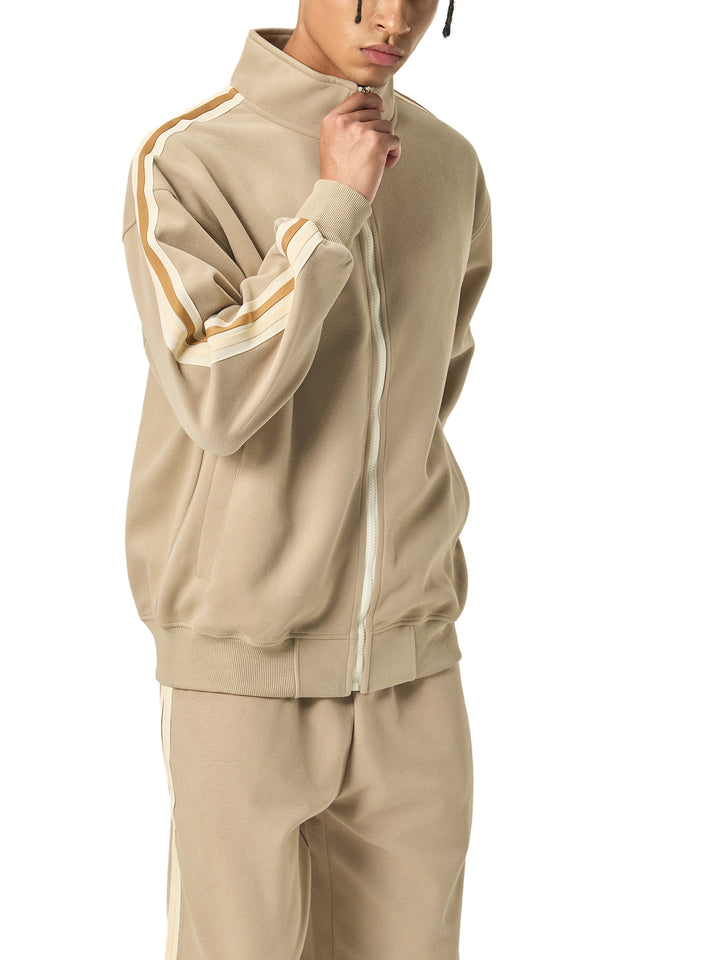 MEN COAT AND JACKET Contrast Side-Stripe Stand Collar  Jacket
