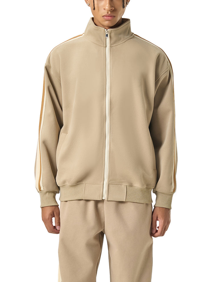 MEN COAT AND JACKET Contrast Side-Stripe Stand Collar  Jacket