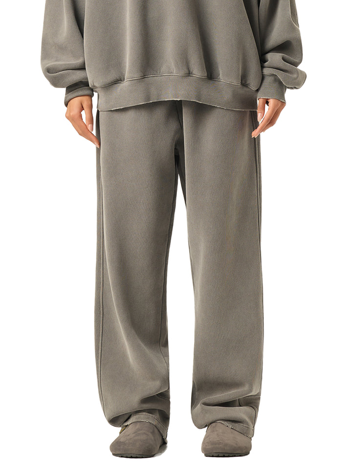 WOMEN PENT Frayed Enzyme Washed Fleece Sweatpants
