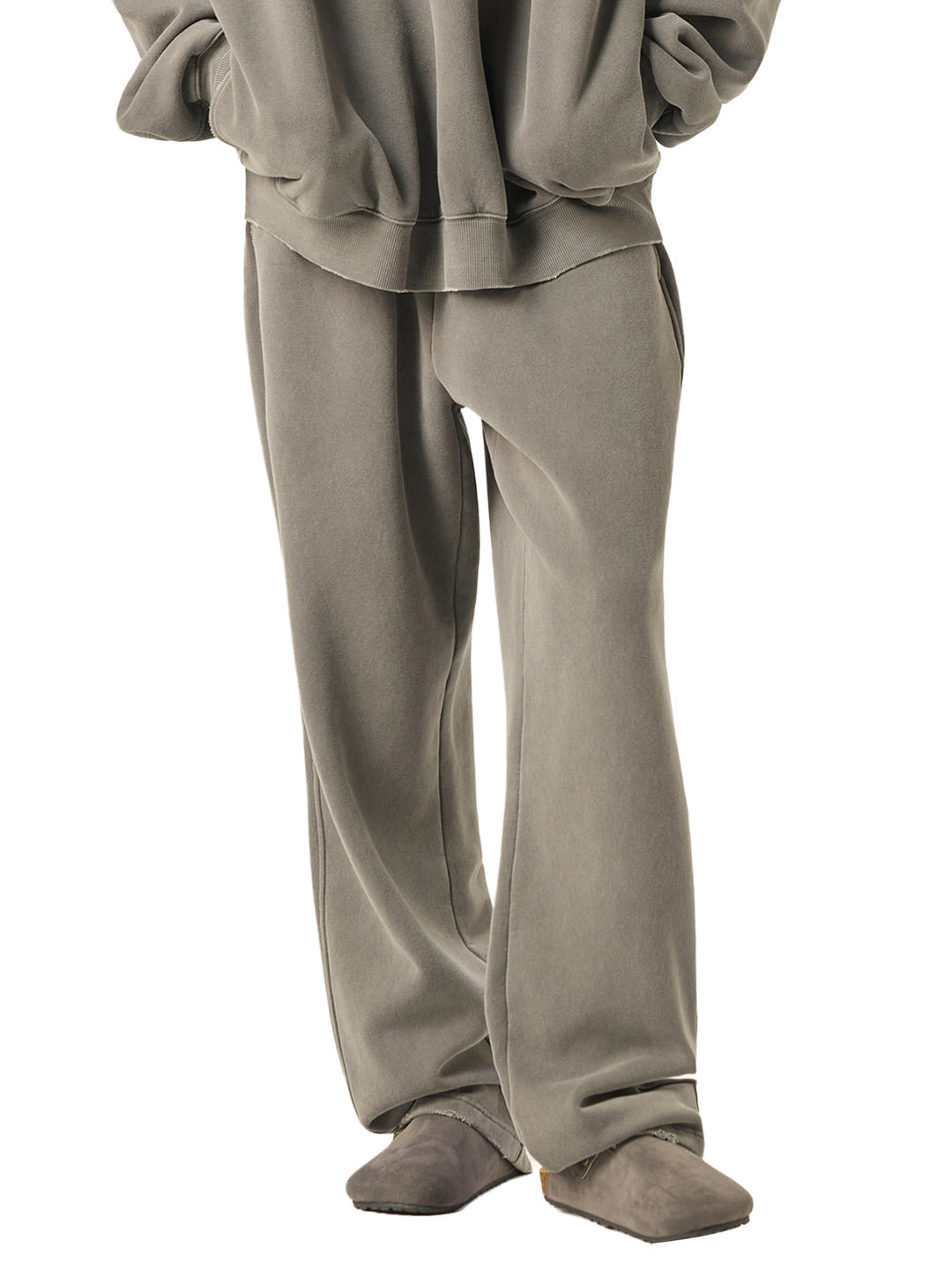 WOMEN PENT Frayed Enzyme Washed Fleece Sweatpants