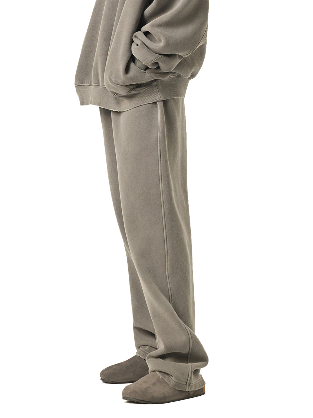 WOMEN PENT Frayed Enzyme Washed Fleece Sweatpants